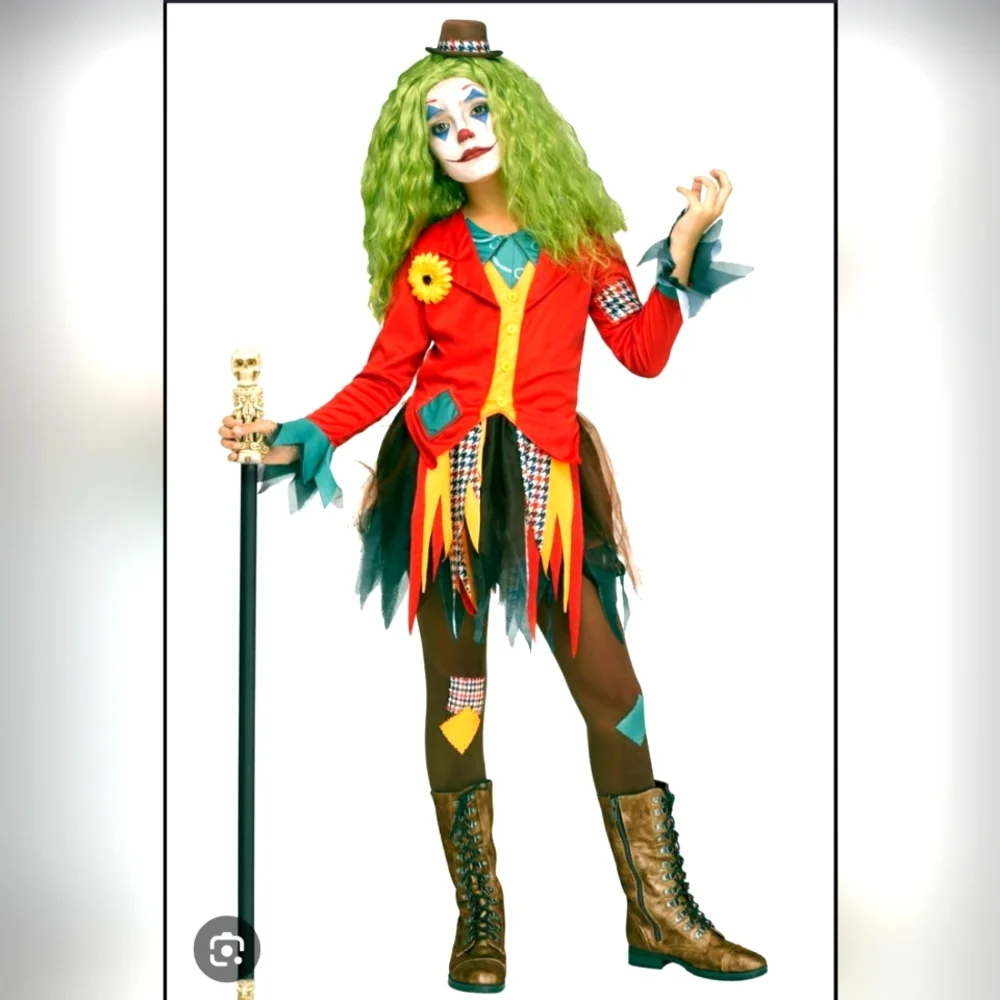 Rowdy Circus Clown Girls Large 12-14 Halloween Costume